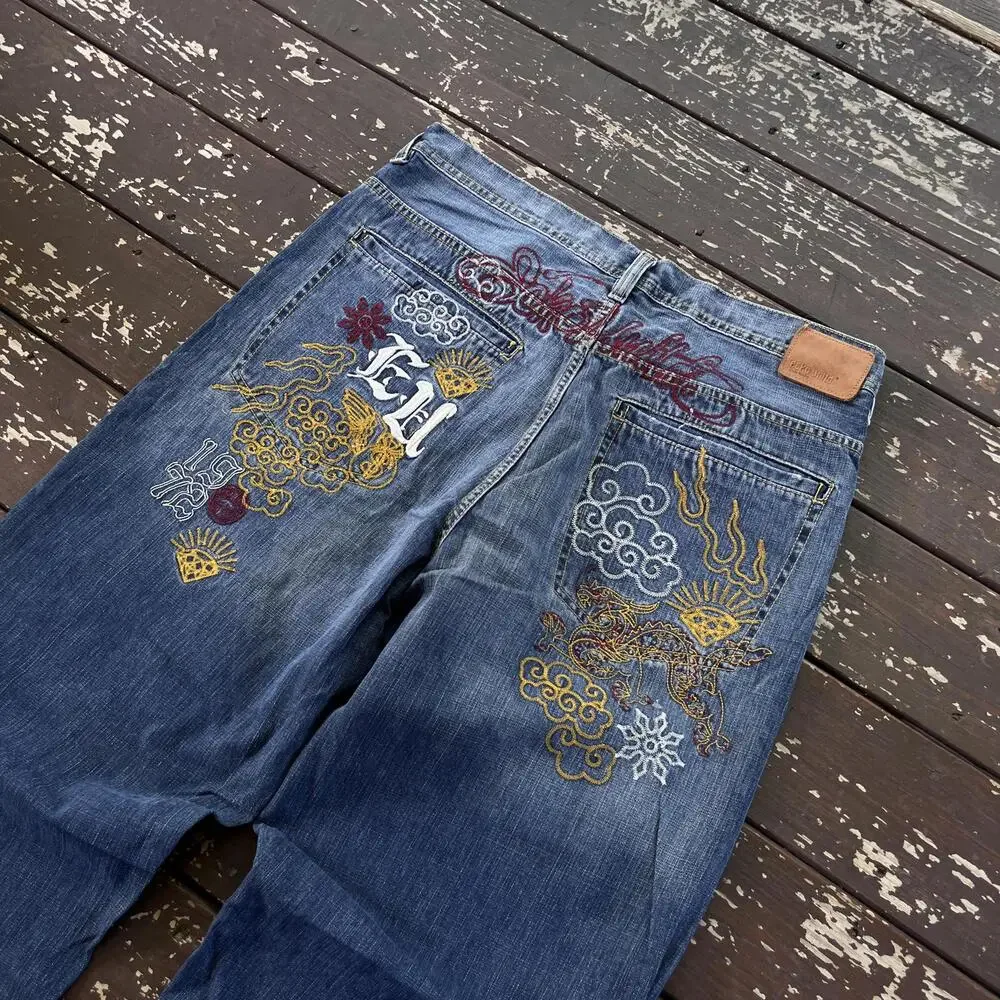 (40x34) Vintage 90s Y2K Ecko Unltd. Baggy Jeans Dragon Embroidery Skater 2000s - Picture 3 of 9